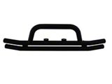 Double Tube Front Bumper with Hoop; Black (07-18 Jeep Wrangler JK)