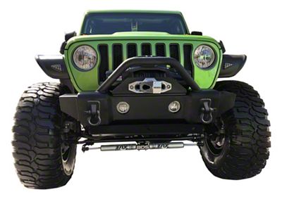 Mass Articulation Stubby Front Bumper with Stinger; Textured Black (18-23 Jeep Wrangler JL)