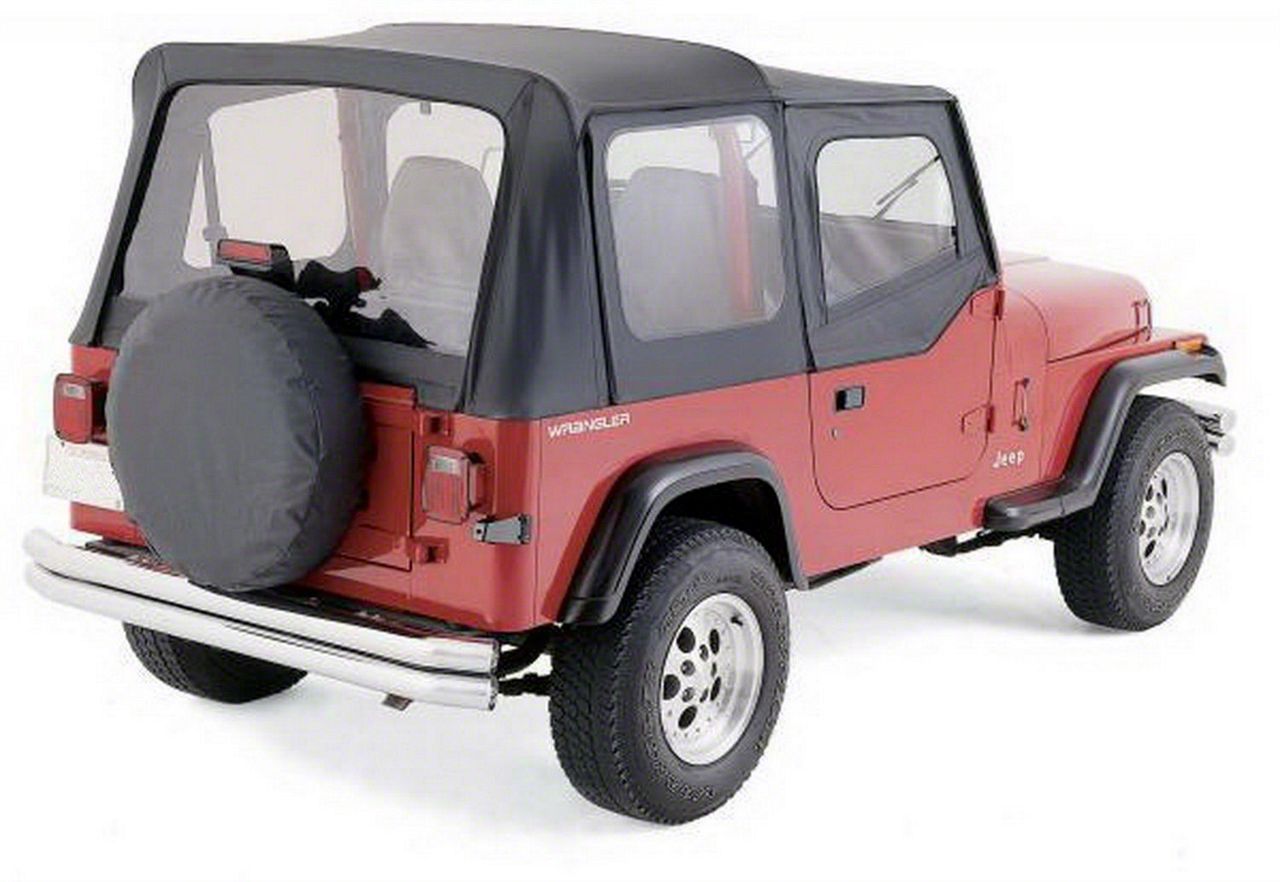 27 to 29-Inch Spare Tire Cover; Black Denim (66-18 Jeep CJ5, CJ7, Wrangler YJ, TJ & JK)