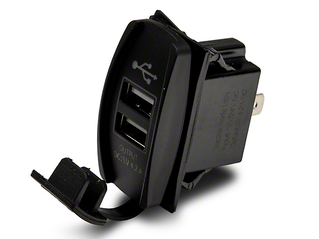 RedRock Dual USB 4.2 AMP Fast-Charger Rocker Switch (97-23 Jeep Wrangler TJ, JK & JL)