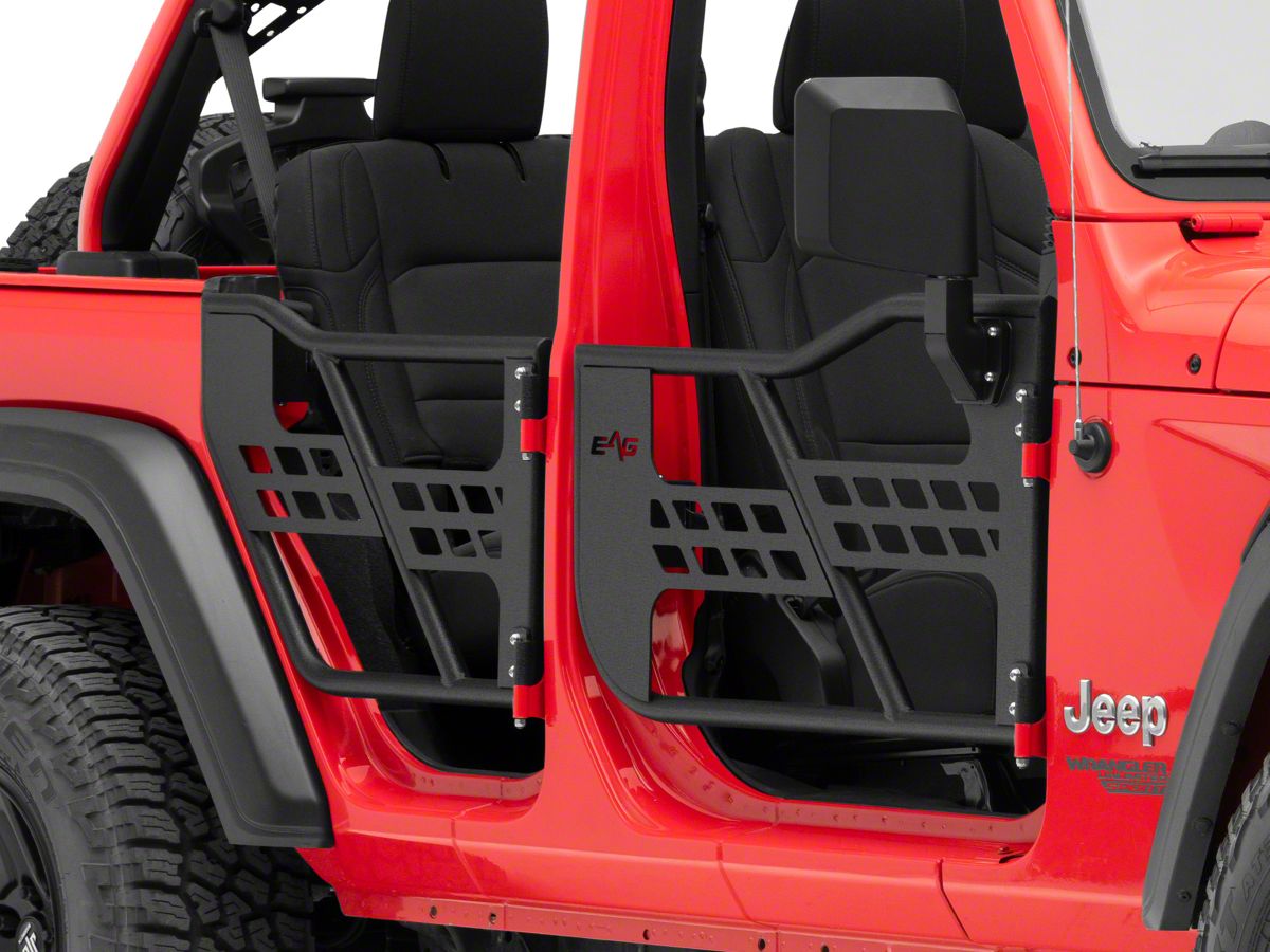 07-18 Jeep Wrangler JK 2 Dr Spyder Web Tubular Doors BLK With Side View Mirrors