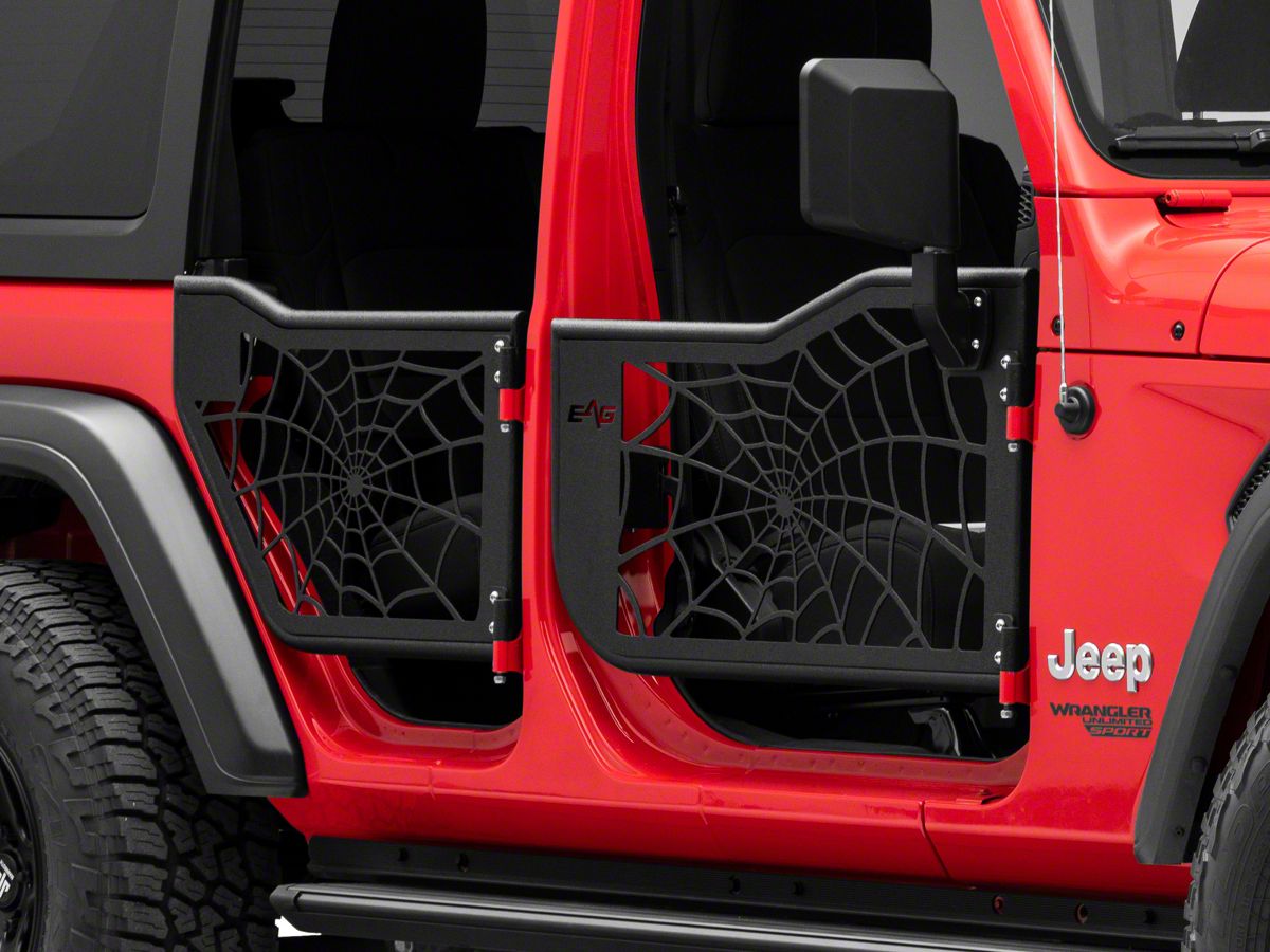 07-18 Jeep Wrangler JK 2 Dr Spyder Web Tubular Doors BLK With Side View Mirrors