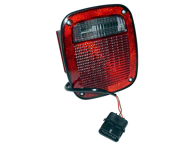 Tail Light; Chrome Housing; Red/Clear Lens; Driver Side (91-97 Jeep Wrangler YJ & TJ)