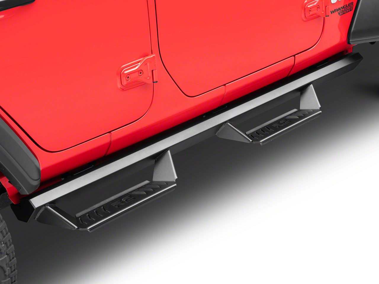 Rough Country Jeep Wrangler Cab Length AL2 Drop Side Step Bars; Black