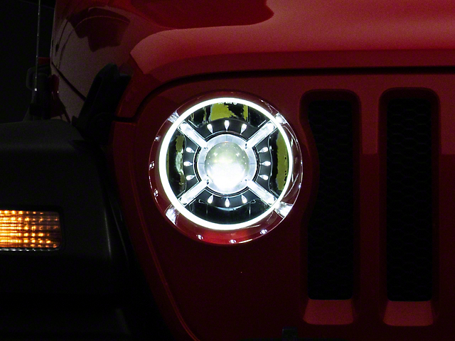 Raxiom 9-Inch LED Headlights with DRL and Halo; Black Housing; Clear Lens (18-23 Jeep Wrangler JL)