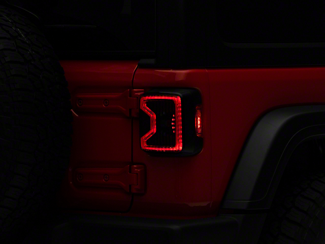 Raxiom LED Tail Lights; Black Housing; Smoked Lens (18-23 Jeep Wrangler JL w/ Factory Halogen Tail Lights)