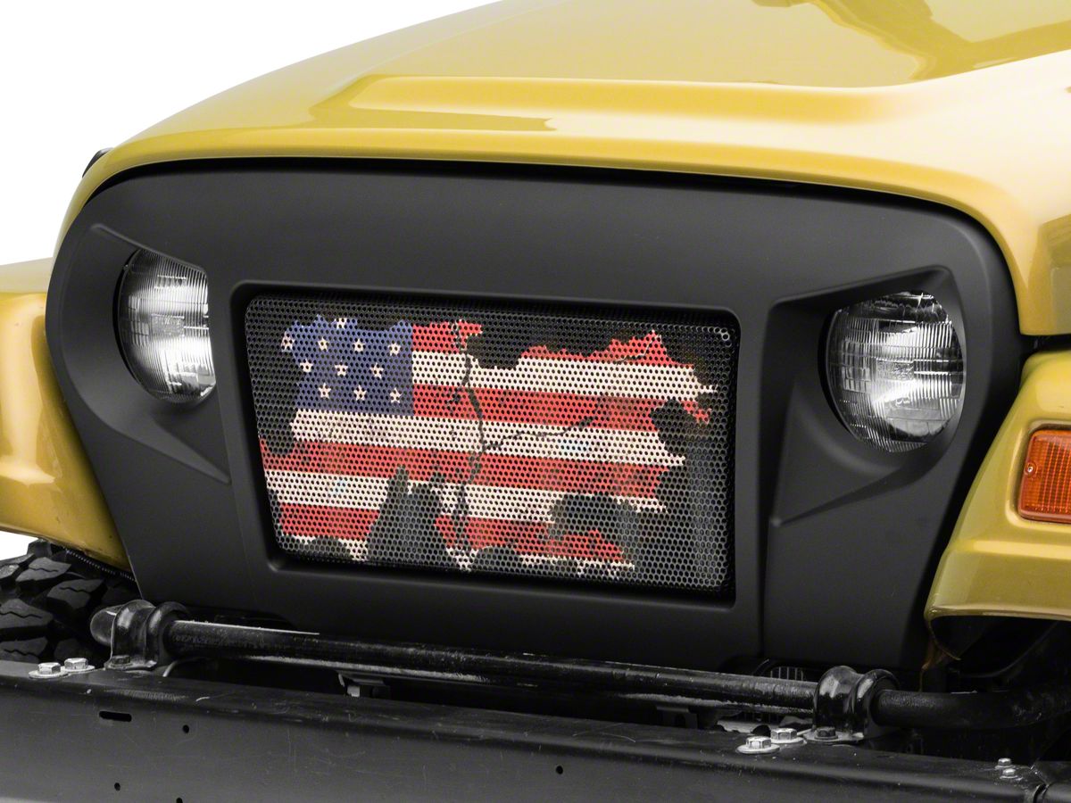 RedRock Jeep Wrangler Spartan Grille with Distressed Flag Insert; Matte  Black J137651 (97-06 Jeep Wrangler TJ) - Free Shipping