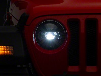LED Projector Headlights; Black Housing; Clear Lens (18-23 Jeep Wrangler JL)