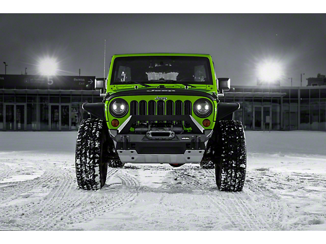 RIVAL 4x4 Stubby Aluminum Front Bumper with Skid Plate and Winch Mount (07-18 Jeep Wrangler JK)
