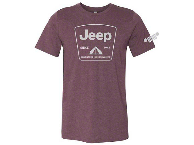 Men's Jeep Tent Badge T-Shirt; Heather Burgundy