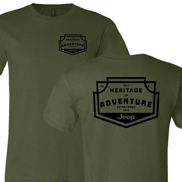 Men's Jeep Heritage of Adventure Badge T-Shirt; Olive Green