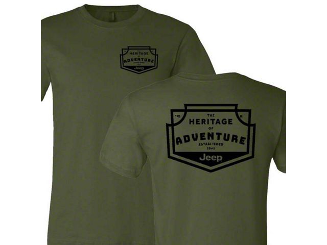 Men's Jeep Heritage of Adventure Badge T-Shirt; Olive Green