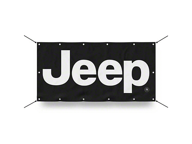 Jeep Logo Banner; Black; 24-Inch x 48-Inch