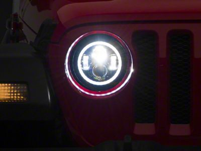7-Inch LED Headlights with Full Halo; Black Housing; Clear Lens (18-24 Jeep Wrangler JL)