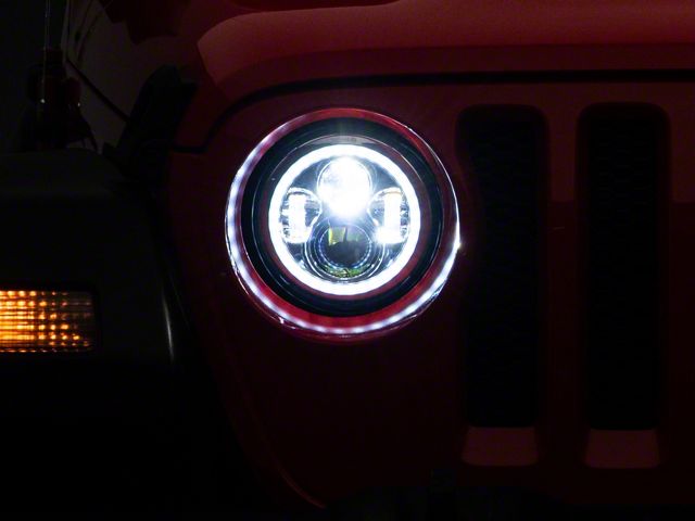 7-Inch LED Headlights with Full Halo; Silver Housing; Clear Lens (18-24 Jeep Wrangler JL)