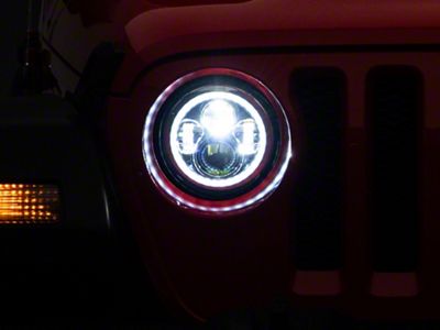 7-Inch LED Headlights with Full Halo; Silver Housing; Clear Lens (18-23 Jeep Wrangler JL)