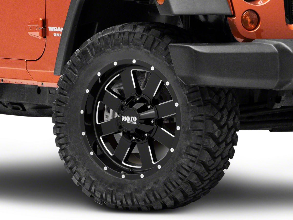 vagón Ese hecho Moto Metal Jeep Wrangler MO962 Gloss Black Milled Wheel; 18x10  MO96281035324N (07-18 Jeep Wrangler JK)