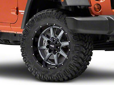 Moto Metal Jeep Wrangler MO970 Gloss Gray with Gloss Black Lip Wheel; 20x10  MO97021035424N (07-18 Jeep Wrangler JK)