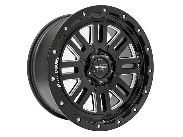 Pro Comp Wheels 61 Series Cognos Satin Black Milled Wheel; 17x9 (18-23 Jeep Wrangler JL)