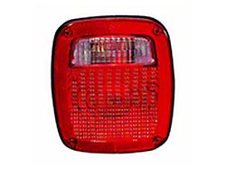 CAPA Replacement Tail Light; Black Housing; Red Lens; Driver Side (98-06 Jeep Wrangler TJ)