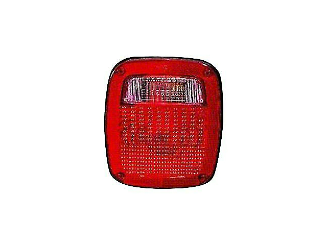CAPA Replacement Tail Light; Black Housing; Red Lens; Passenger Side (98-06 Jeep Wrangler TJ)