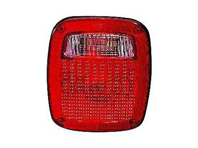 CAPA Replacement Tail Light; Black Housing; Red Lens; Passenger Side (98-06 Jeep Wrangler TJ)
