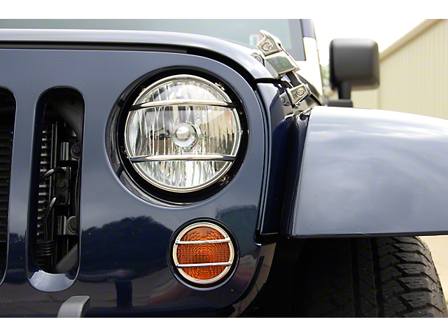 Front Marker Light Covers; Polished (07-18 Jeep Wrangler JK)