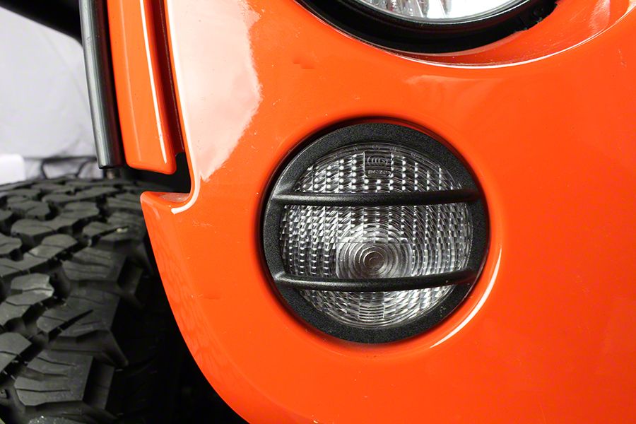 Front Marker Light Covers; Textured Black (07-18 Jeep Wrangler JK)