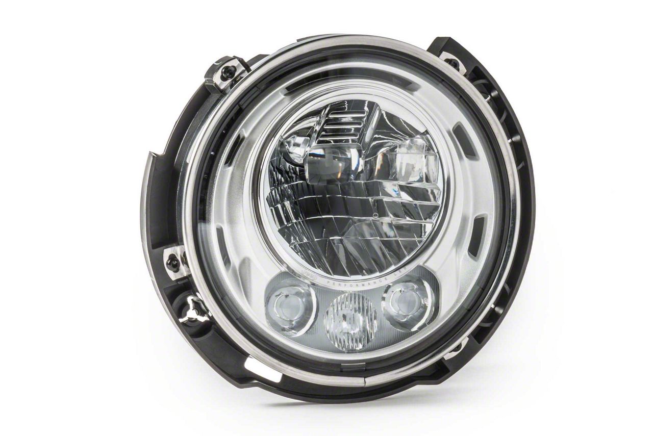 Mopar LED Headlight; Chrome Housing; Clear Lens; Driver Side (07-18 Jeep Wrangler JK)