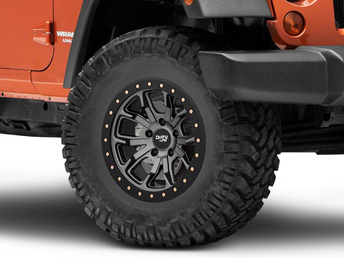 Dirty Life Jeep Wrangler DT-1 Matte Gunmetal Wheel; 17x9 9303-7973MGT12  (07-18 Jeep Wrangler JK)