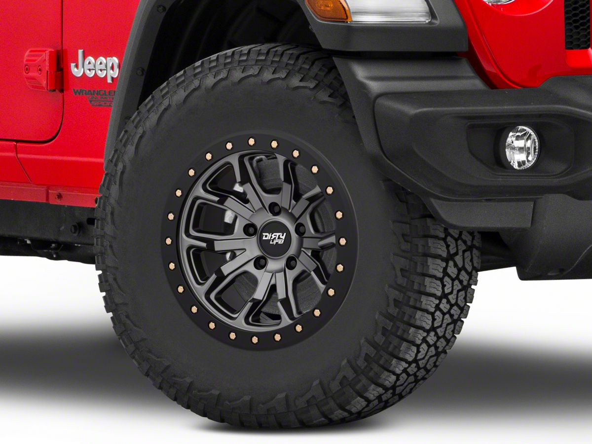 Dirty Life Jeep Wrangler DT-1 Matte Gunmetal Wheel; 17x9 9303-7973MGT12  (18-23 Jeep Wrangler JL) - Free Shipping