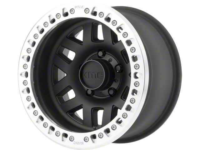 KMC Machete Crawl Satin Black with Machined Ring Wheel; 17x9 (20-24 Jeep Gladiator JT)