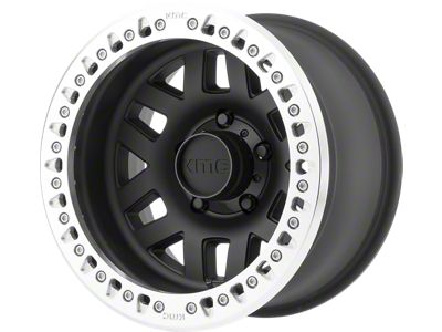 KMC Machete Crawl Satin Black with Machined Ring Wheel; 17x9 (20-23 Jeep Gladiator JT)
