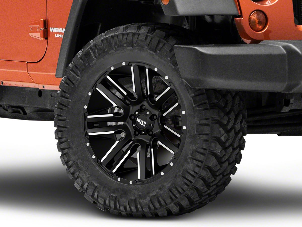Moto Metal Jeep Wrangler Razor Satin Black Machined Wheel; 20x10; -24mm  Offset MO97821050524N (07-18 Jeep Wrangler JK)
