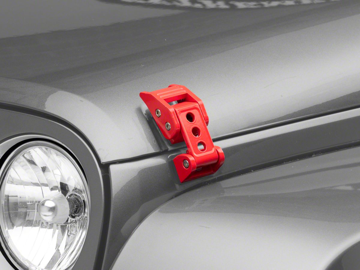 Stainless Steel Pair Red ICARS 2007-2018 Jeep Wrangler JK JKU Hood Latches Hood Locks Hood Catch Without Key Retro Style 
