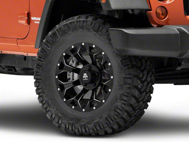 Mammoth Dark Star Gloss Black Machined Wheel; 17x9 (07-18 Jeep Wrangler JK)