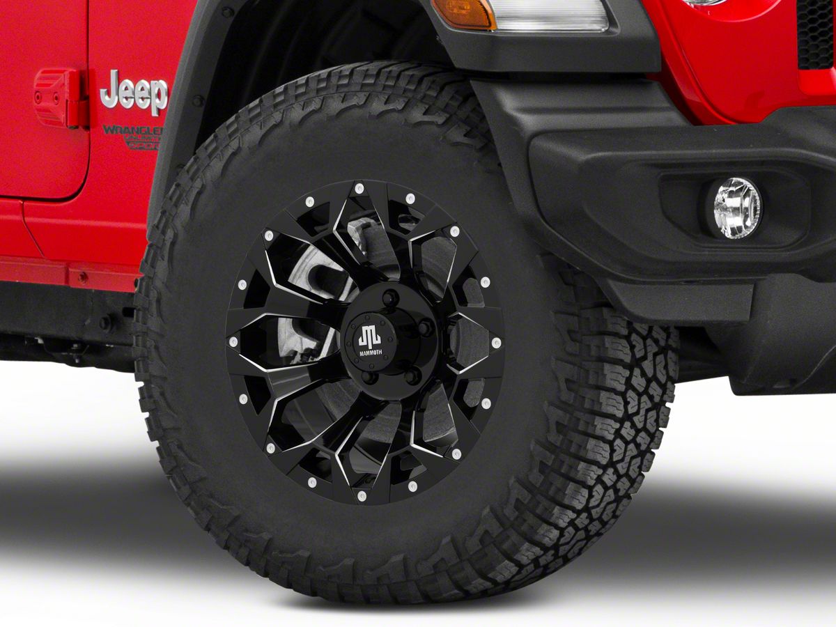 Mammoth Jeep Wrangler Dark Star Gloss Black Machined Wheel; 17x9 J138961  (18-23 Jeep Wrangler JL) - Free Shipping
