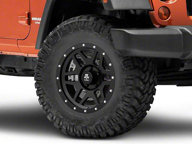Mammoth Split 6 Simulated Beadlock Matte Black Wheel; 17x9 (07-18 Jeep Wrangler JK)
