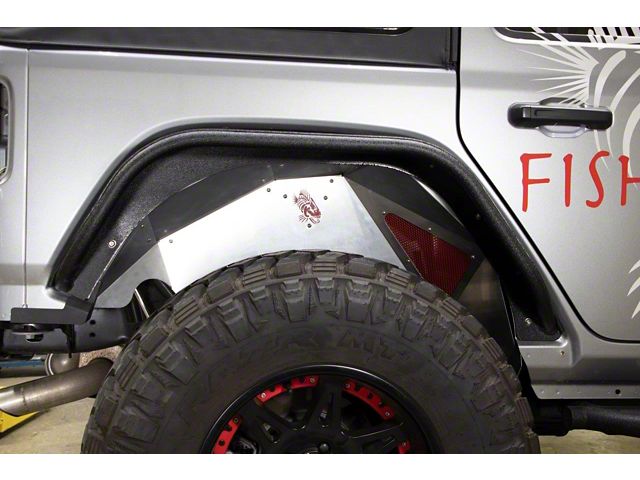 Fishbone Offroad Aluminum Inner Fenders; Rear; Raw (18-24 Jeep Wrangler JL)
