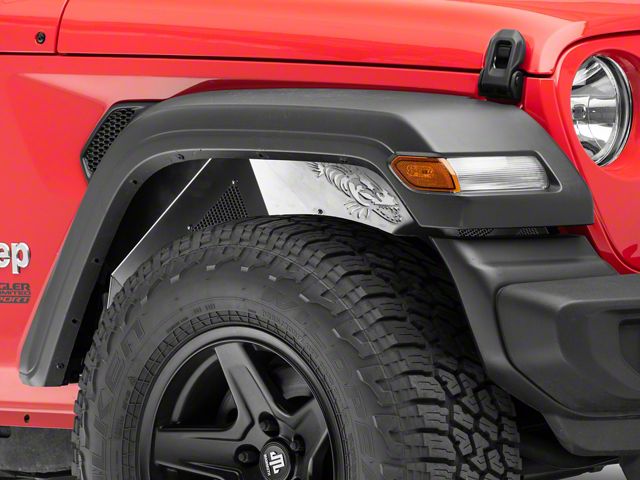 Fishbone Offroad Aluminum Inner Fenders; Front; Raw (18-24 Jeep Wrangler JL)