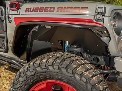 Rugged Ridge Aluminum Front Inner Fender Liners; Black (18-23 Jeep Wrangler JL)