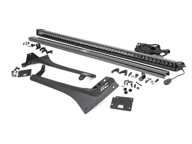 Rough Country 50-Inch Black Series Single Row Straight LED Light Bar with Upper Windshield Mounting Brackets (18-24 Jeep Wrangler JL, Excluding 4xe & Rubicon 392)