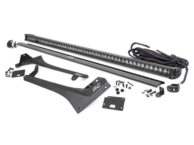 Rough Country 50-Inch Black Series Single Row Straight White DRL LED Light Bar with Upper Windshield Mounting Brackets (20-24 Jeep Gladiator JT, Excluding Mojave)