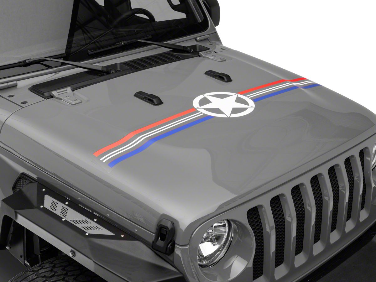 SEC10 Jeep Wrangler Stars and Stripes Accent Decal; Red, White and Blue  JG3434 (Universal; Some Adaptation May Be Required) - Free Shipping