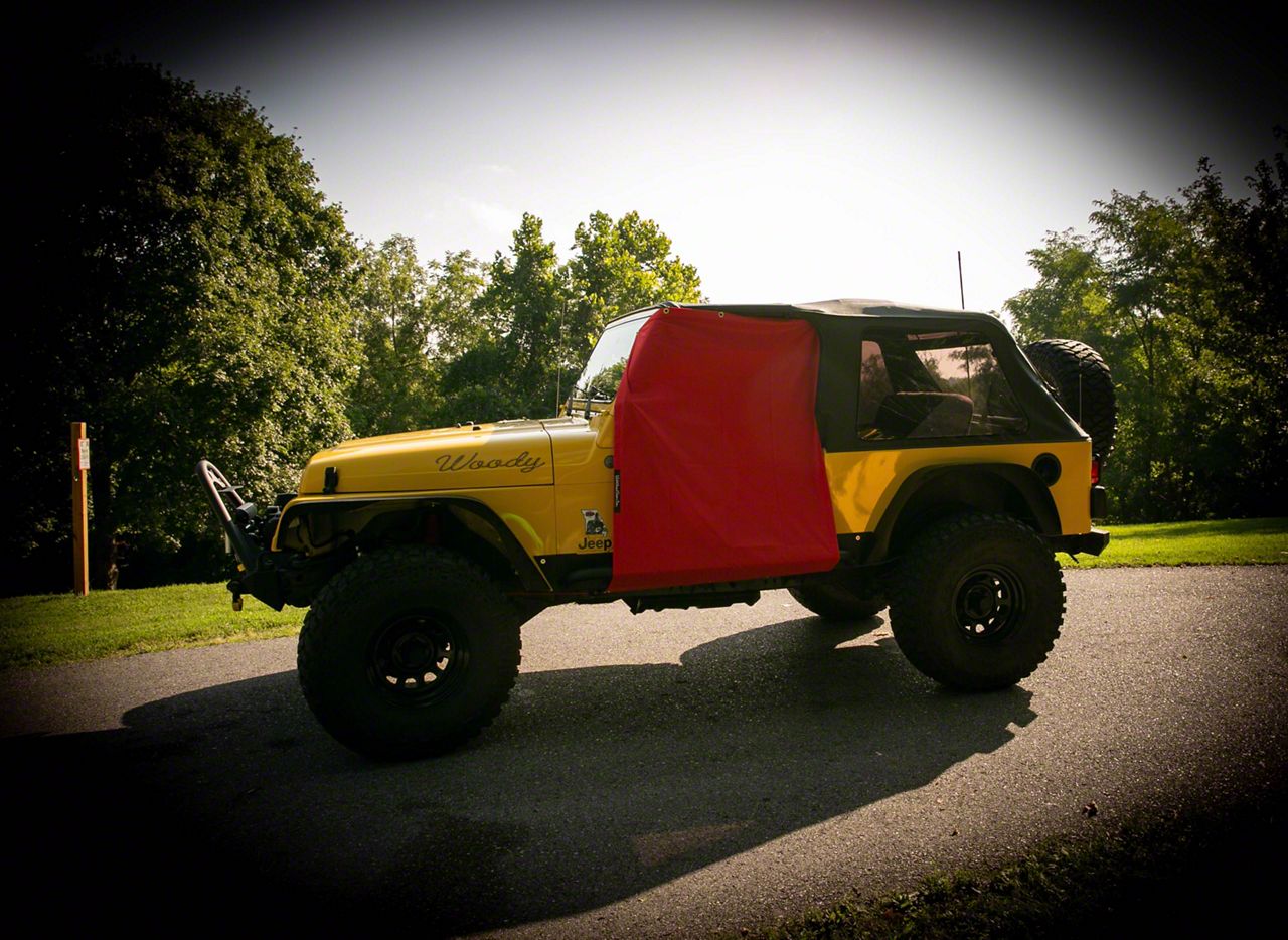 Jeep Wrangler Two Door Rain Curtains; Red (8706 Jeep Wrangler YJ & TJ