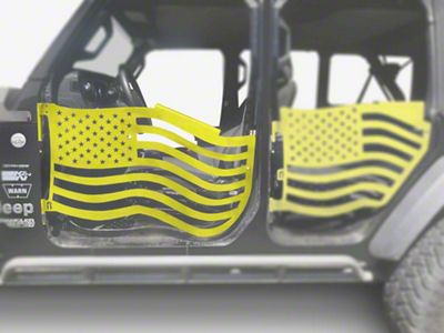 Steinjager Premium American Flag Front Trail Doors; Neon Yellow (18-24 Jeep Wrangler JL)