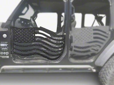 Steinjager Premium American Flag Front Trail Doors; Texturized Black (18-24 Jeep Wrangler JL)