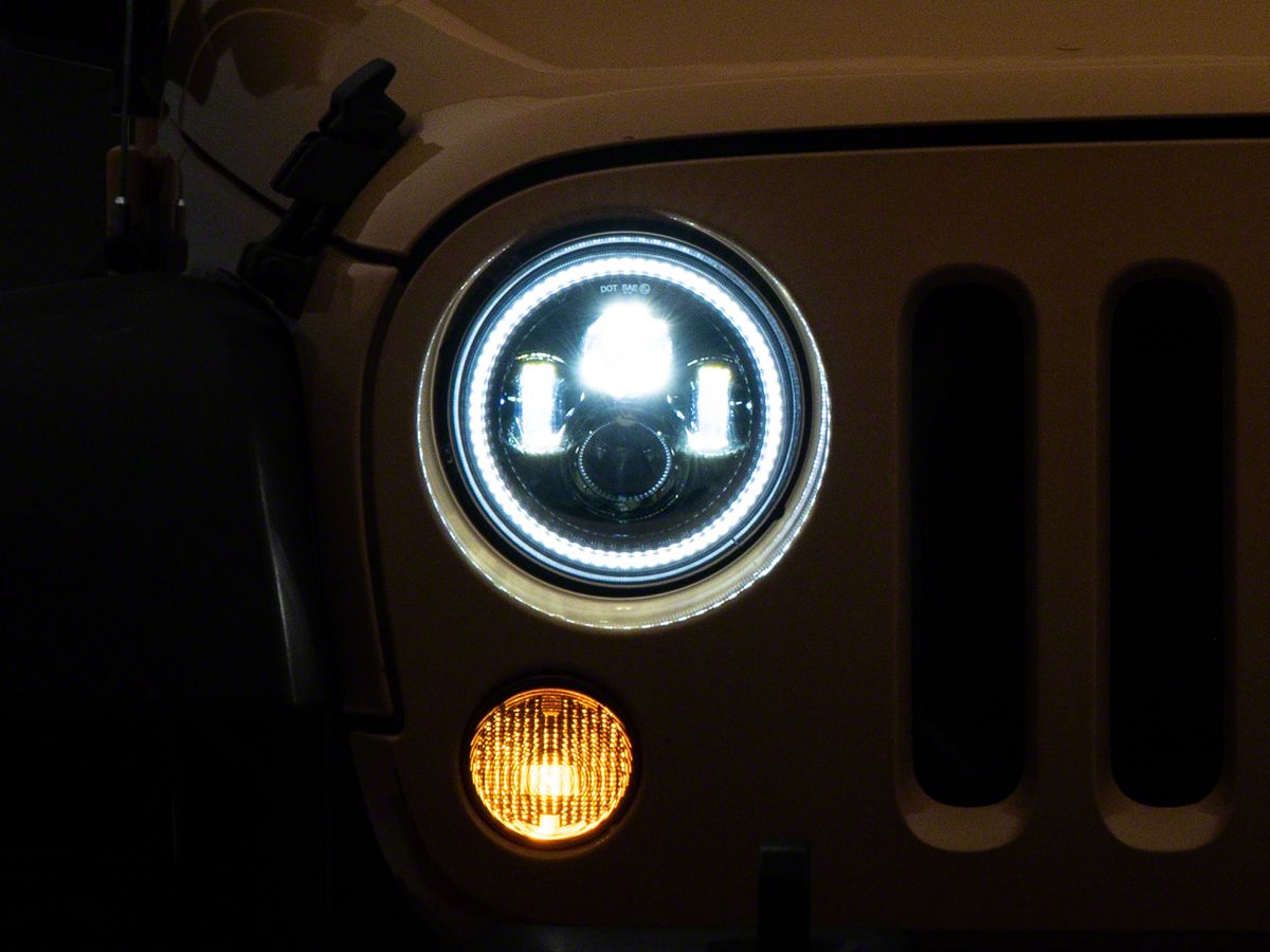 Oracle Jeep Wrangler 7-Inch Switchback LED Halo Headlights; Black Housing;  Clear Lens 5769-123 (07-18 Jeep Wrangler JK)