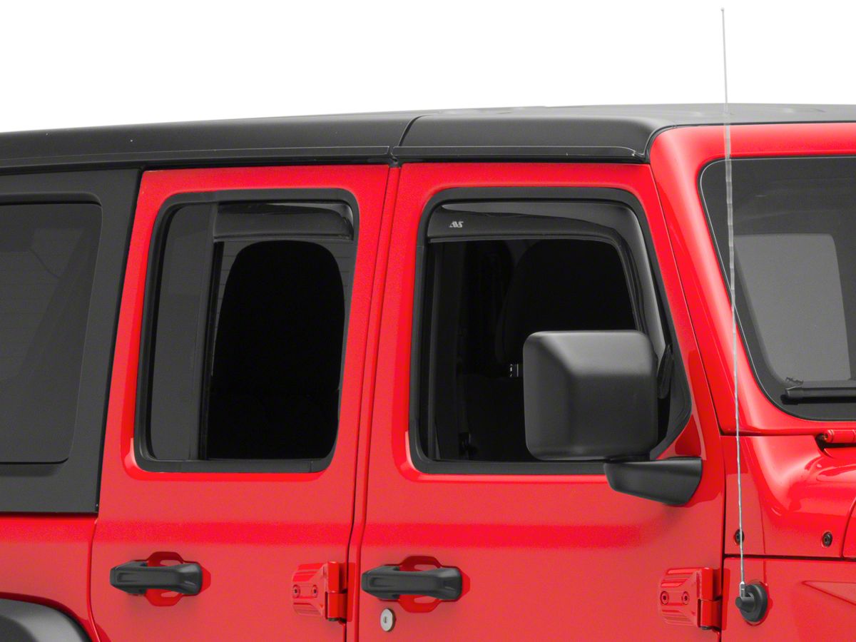 2-Door Side Window in-Channel Deflectors Ventvisor Visor for 2018 2019 Jeep Wrangler JL Accessories