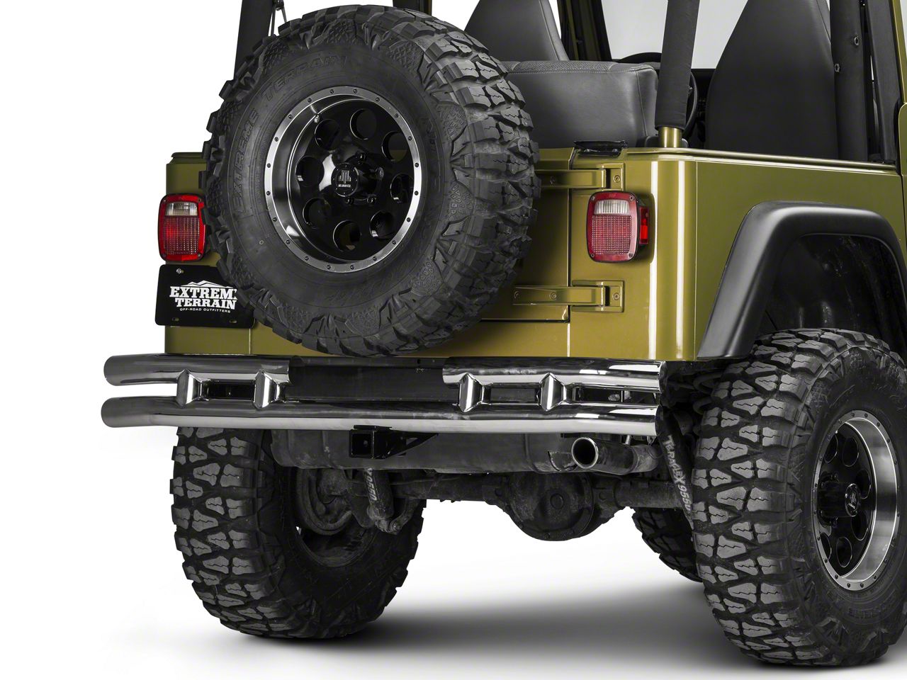 Rugged Ridge Jeep Wrangler Tubular Rear Bumper with Hitch; Stainless ...